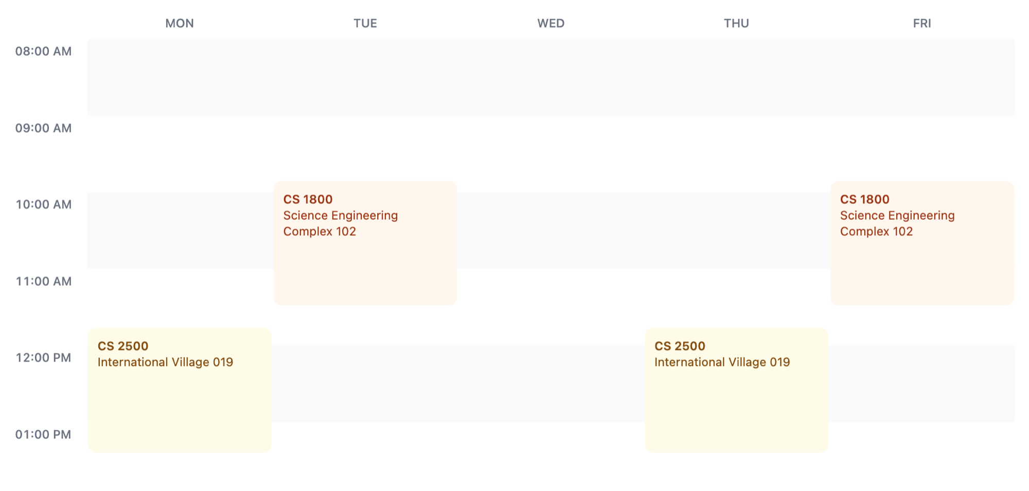CSS grid weekly schedule