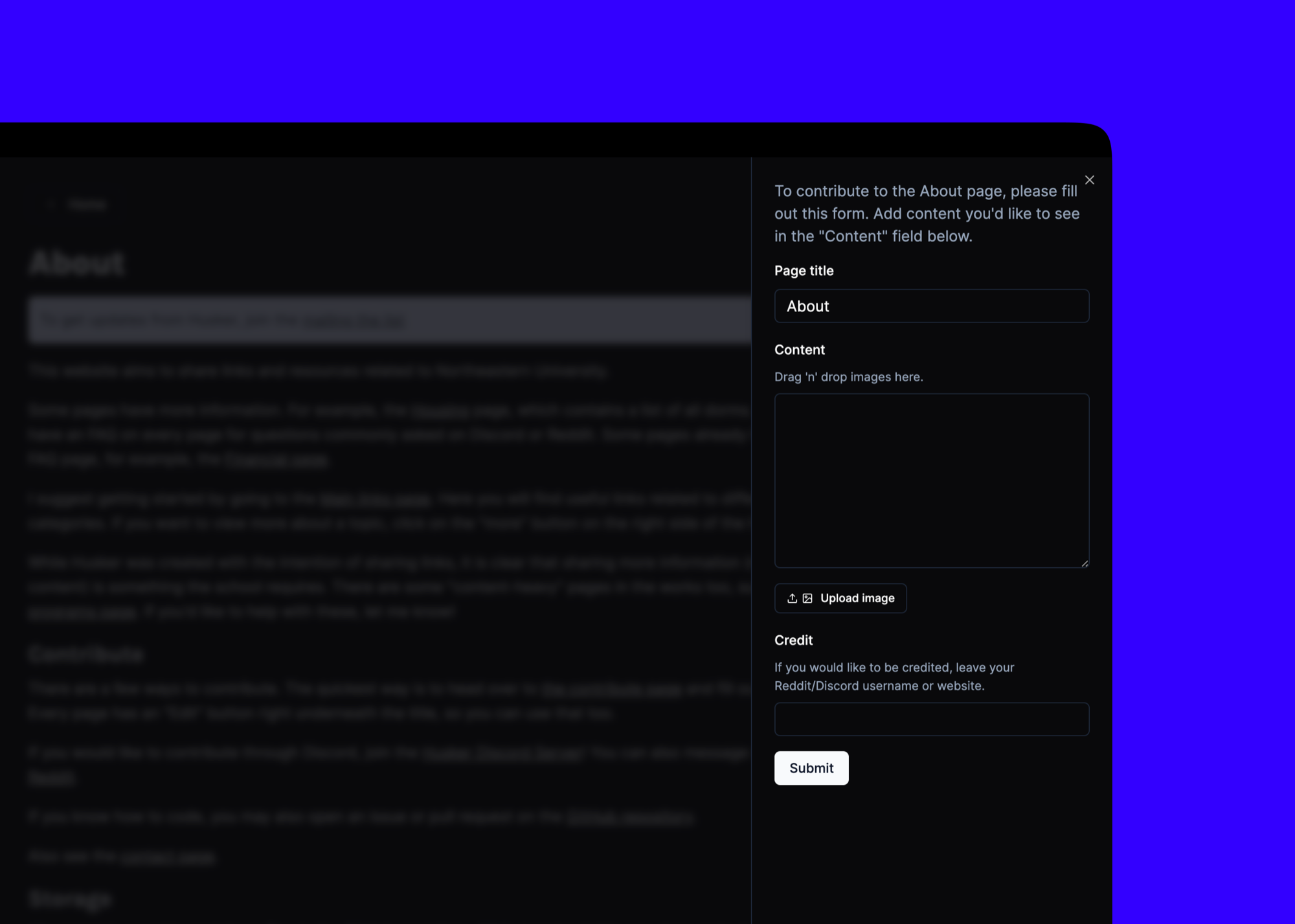 Husker contribute form