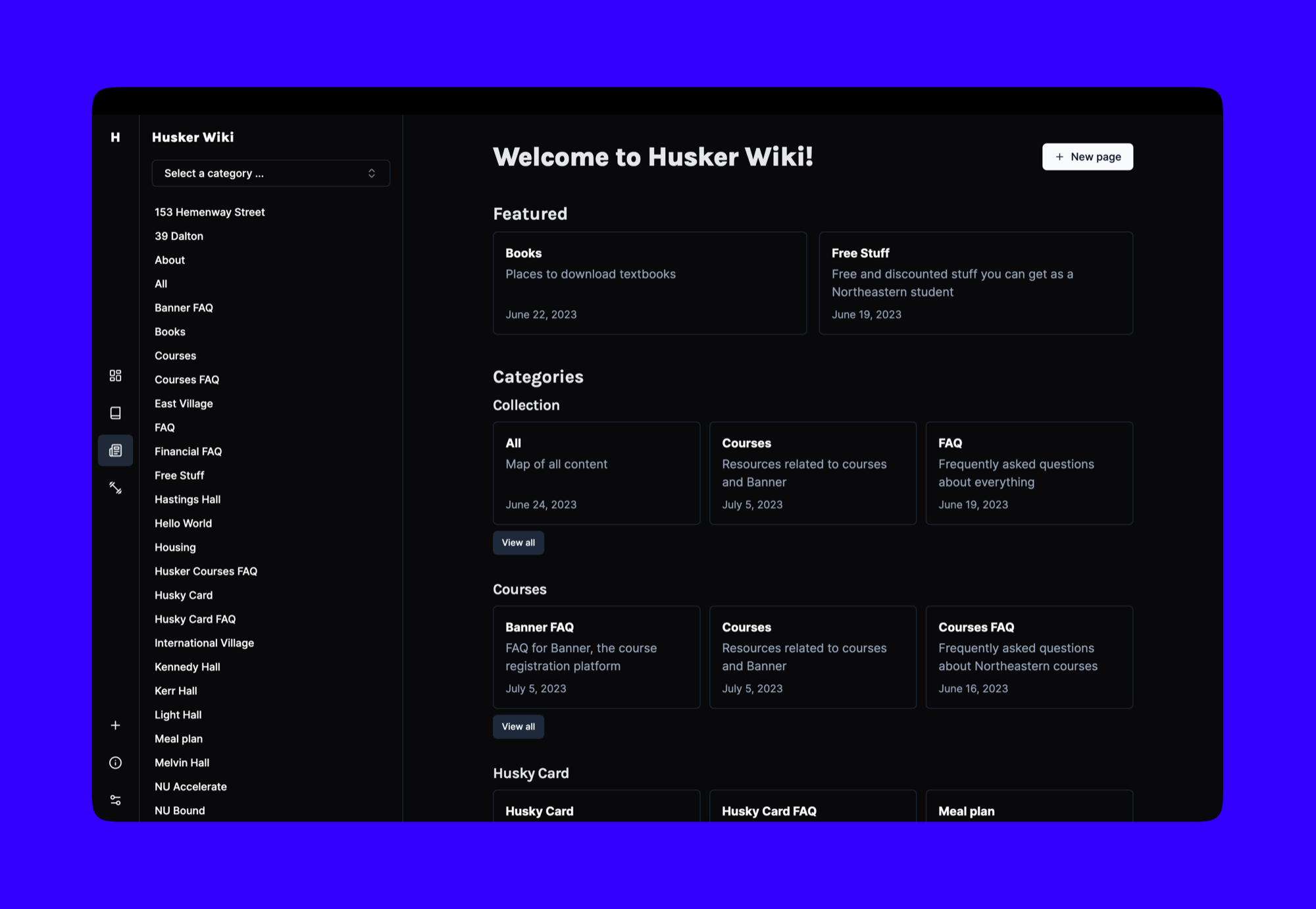 Husker wiki homepage