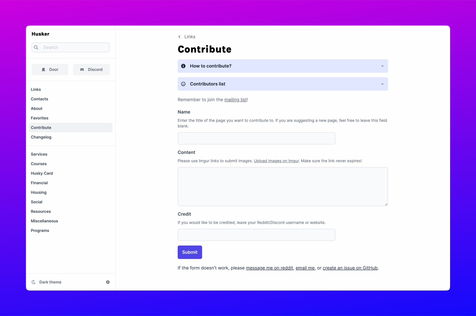 Husker contribution prompt