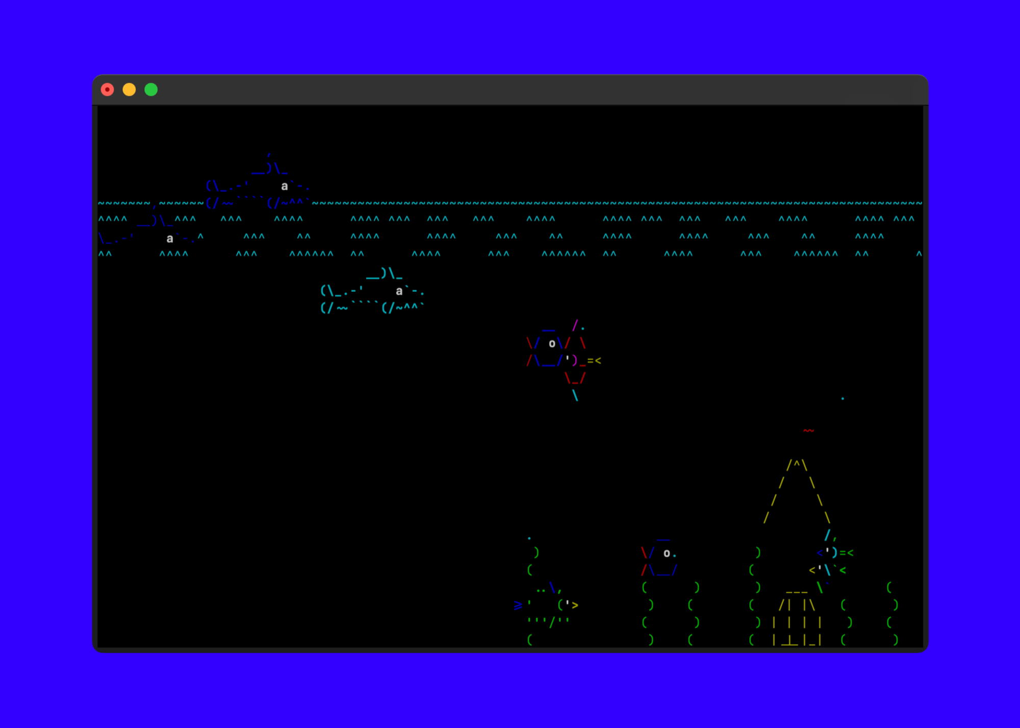 asciiquarium terminal animation