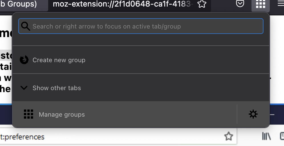 Simple Tab Groups menu