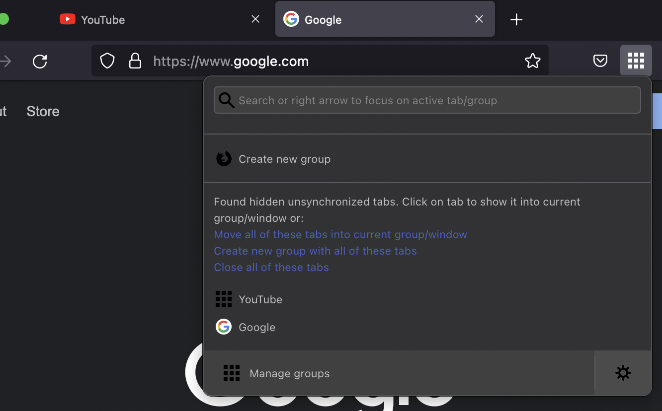 Simple Tab Groups other tabs