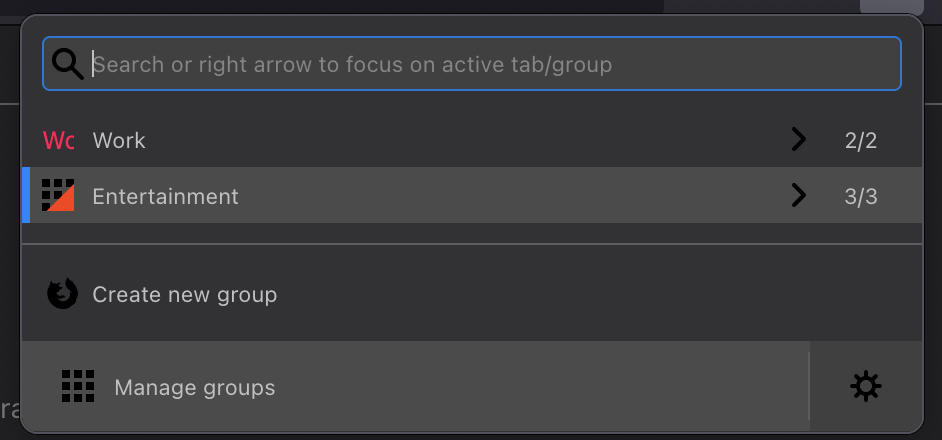 Simple Tab Groups settings button