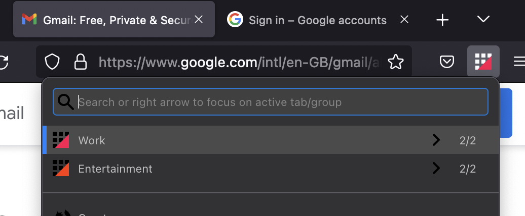 Simple Tab Groups work group