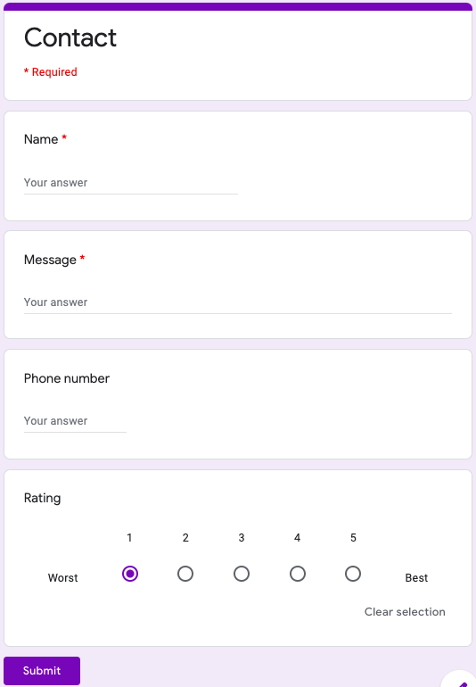 Google Forms form editor