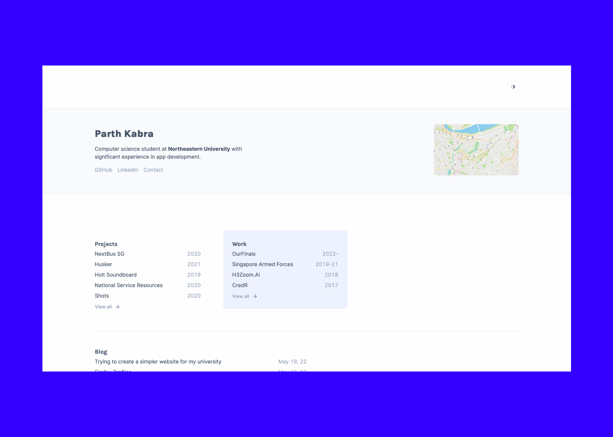 Personal website 2022 redesign homepage