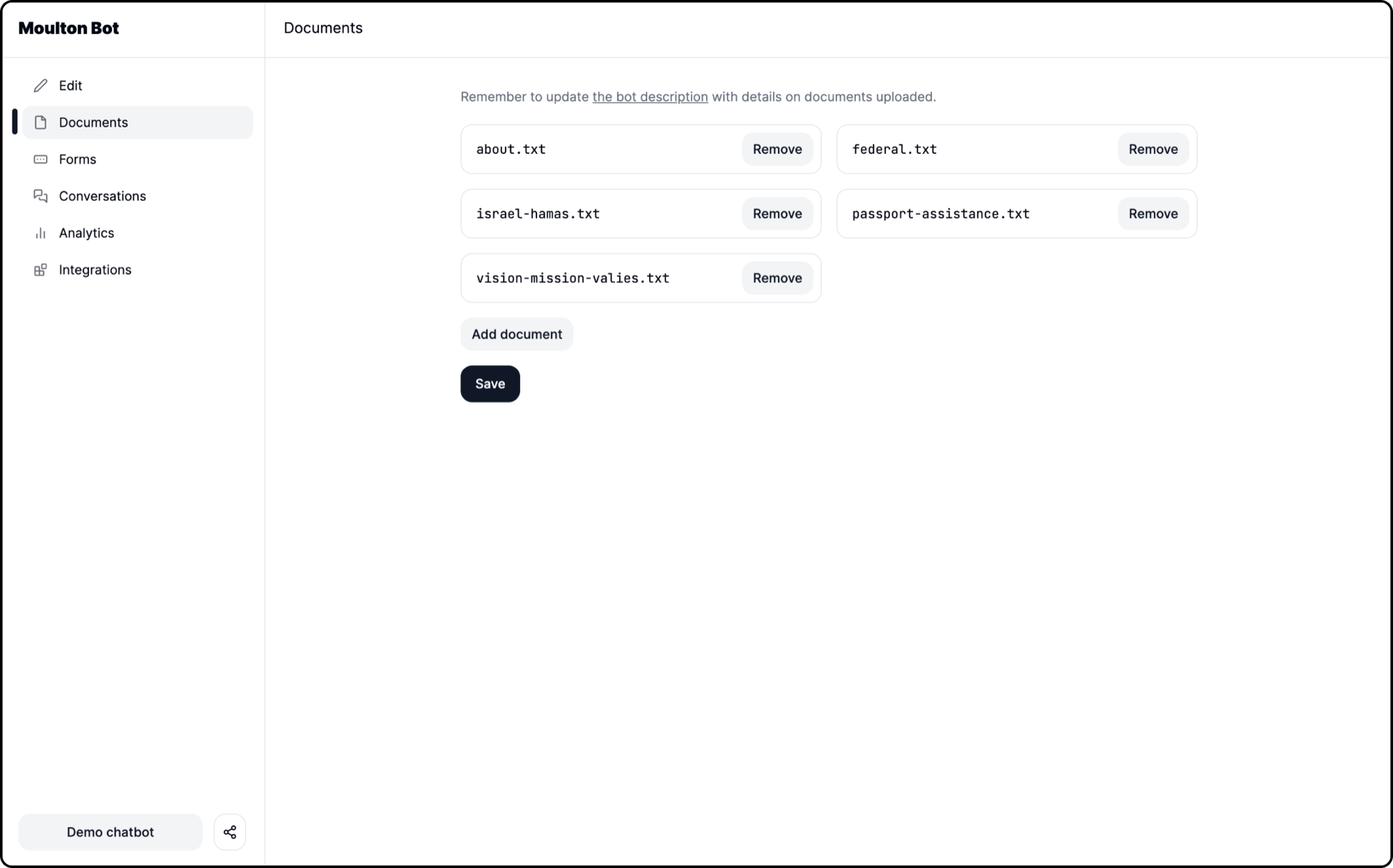 CivicConnect documents page