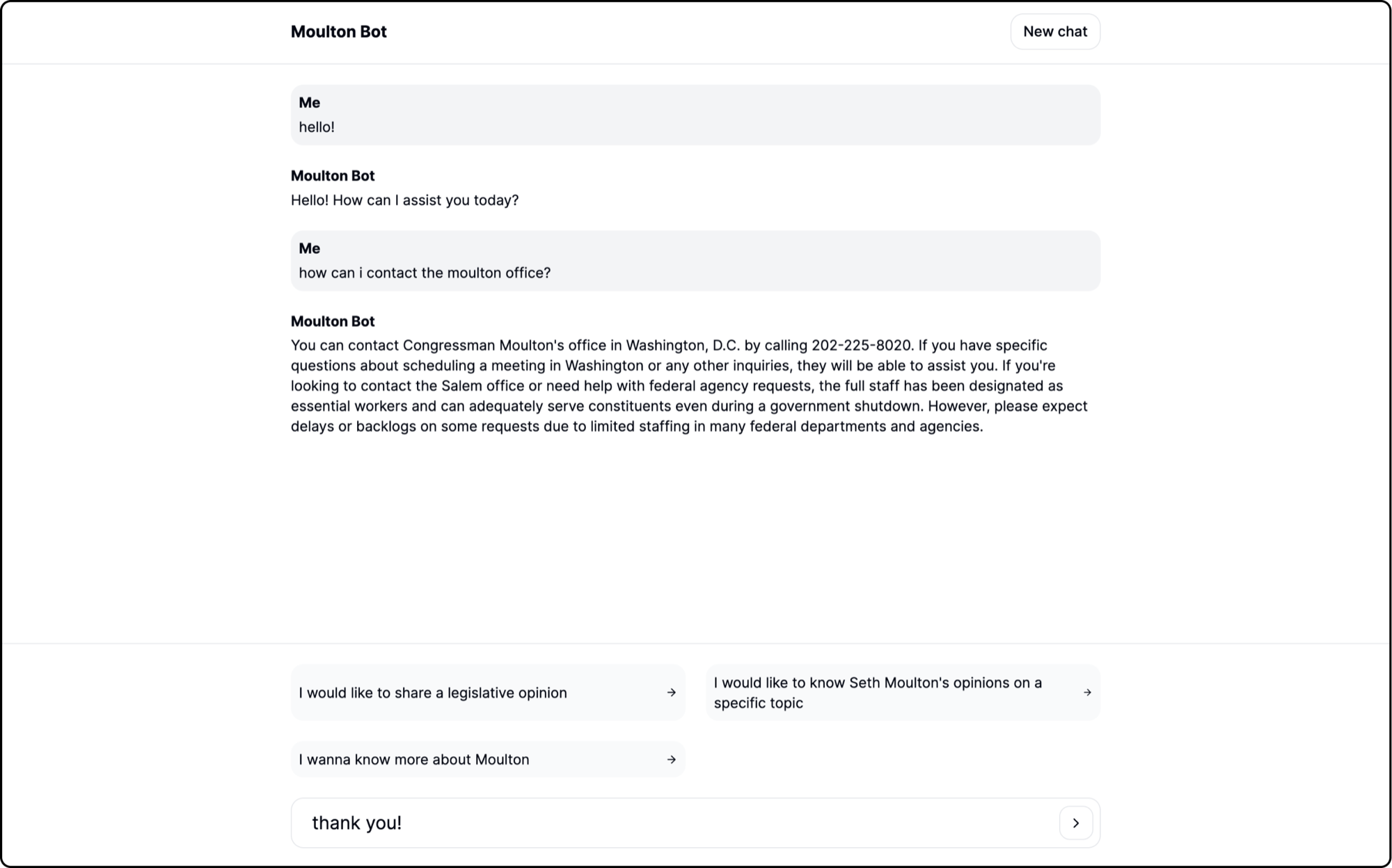 CivicConnect chatbot page