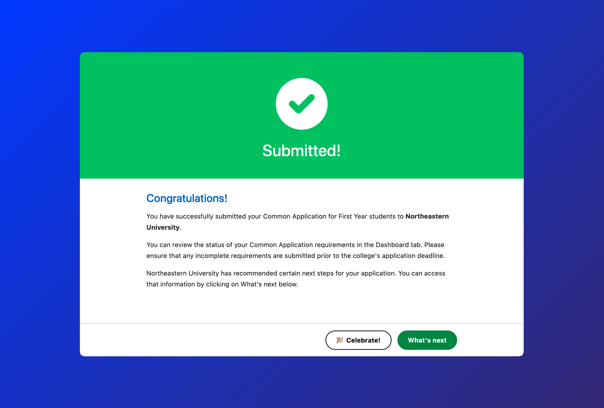 Common App Celebrate animation