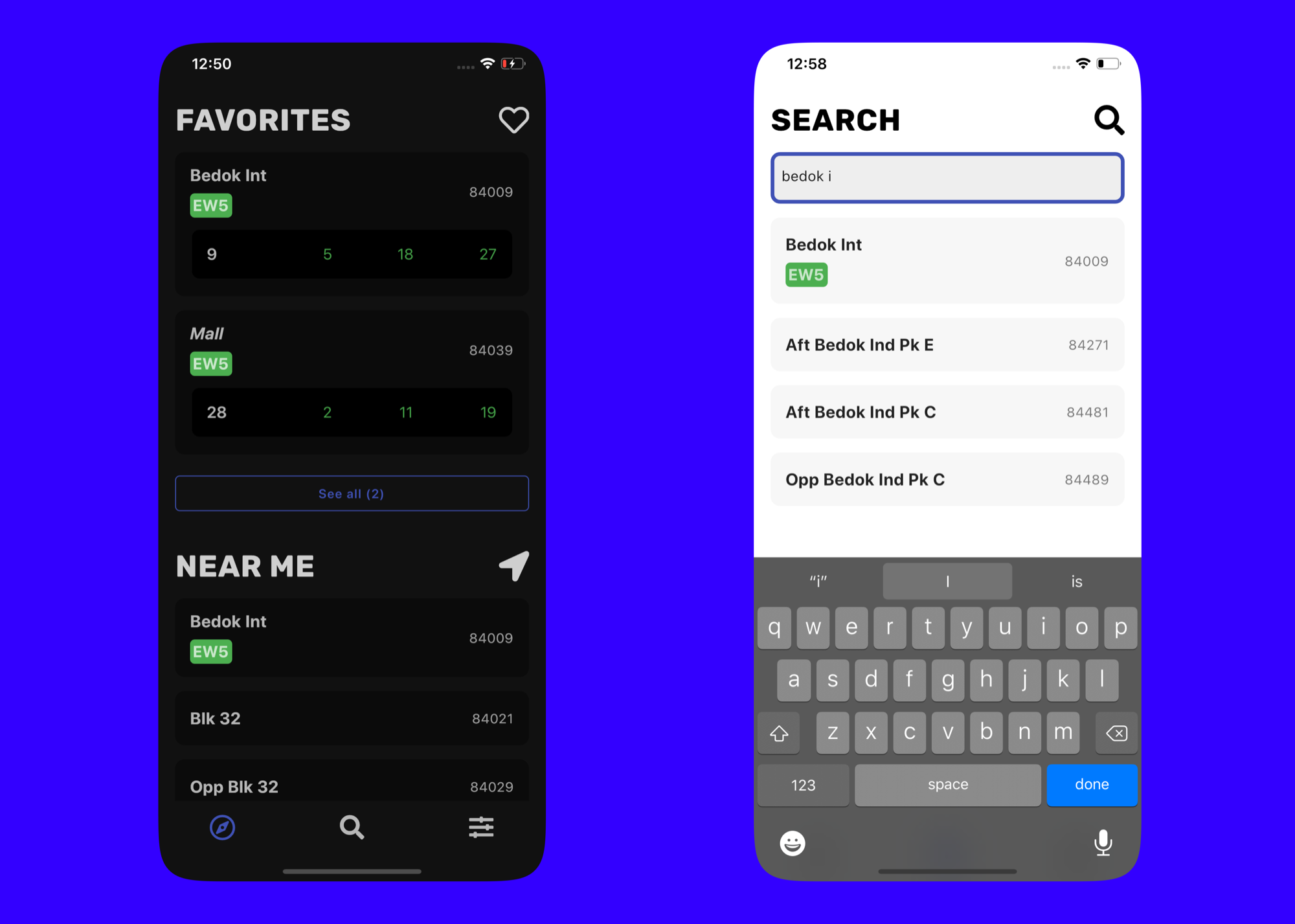 NextBus SG dark transit map